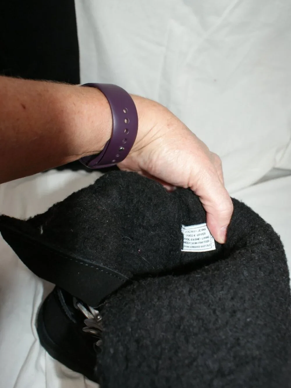 Bearpaw Shearling Black Boot, Moto Style - Size 8 - Well Worn